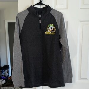 Oregon Ducks Men's Black and Gray Quarter-Zip Jacket